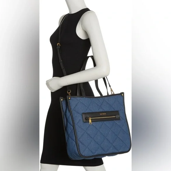Steve Madden Bclair Quilted Denim Tote Bag Set - Picture 2 of 16